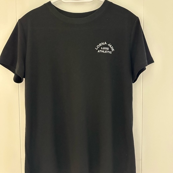 Lorna Jane Black Short Sleeve Tee with Logo - Picture 1 of 2